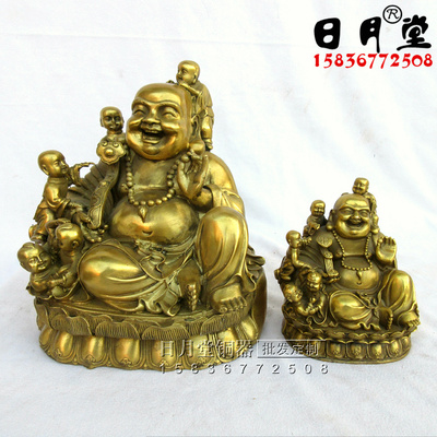 弥勒佛五子登科摆件风水铜器
