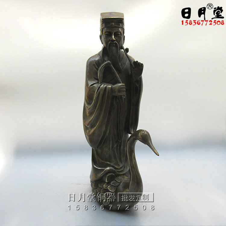 黄铜铜吕洞宾站像骑鹤吕祖神像八仙剑祖纯阳真人纯阳子全真派祖师 - 实物图