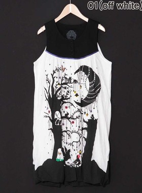 Scolar精品女装夏   月亮大树动物印花背心连衣裙  152394