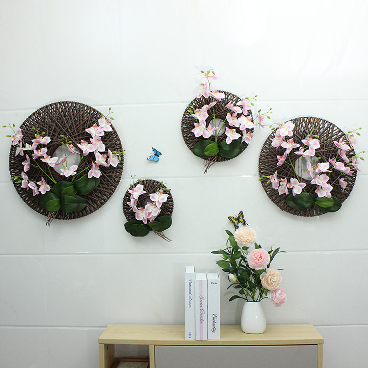 兰花客厅沙发背景墙挂壁饰新中式民宿橱窗摄影店面软装花艺装饰品