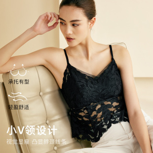 美奈川蕾丝美背内衣一体式 吊带可外穿收副乳聚拢防下垂无钢圈文胸