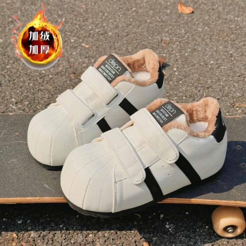 女童时尚德训板鞋魔术贴二棉鞋2025冬季加绒保暖韩系休闲鞋运动鞋