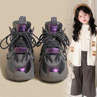 高帮鞋女童运动鞋加绒老爹鞋儿童鞋子女鞋2026冬季新款中大童跑步