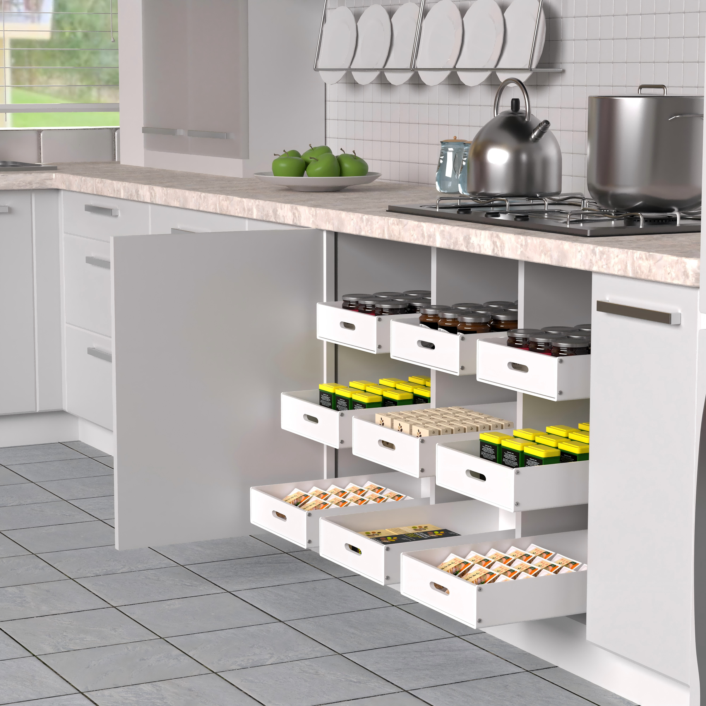 美户邦滑轨抽拉定制简约白色滑轨