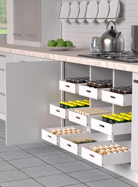 滑轨抽屉拉篮轨道托盘衣柜橱柜改造加装储物收纳盒PP材质收纳抽屉