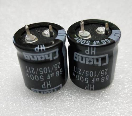 500v68uf 22*25体积 HP系列 牛角电容 105度chang华威 原装现货