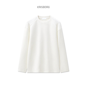 T恤男士 秋冬季 圆领打底衫 白色垂感莫代尔混纺长袖 内搭上衣服男装