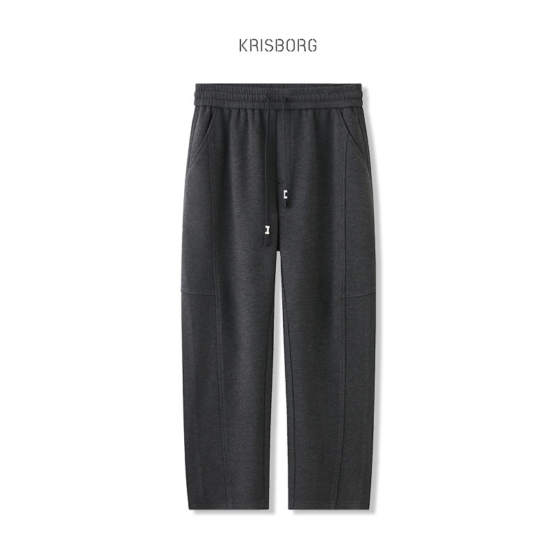 侧边三本针500克重磅羊毛混纺呢弯刀卫裤男秋冬季加厚休闲长裤子,男装,卫裤,淘宝优惠券,粉丝福利购,淘宝优惠卷