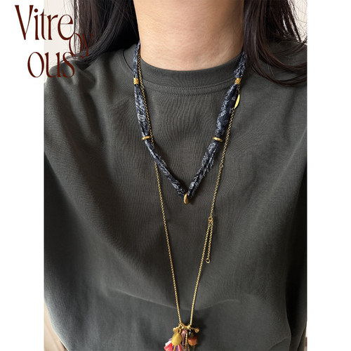 VITREQYOUS波西米亚布艺项链