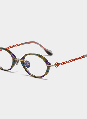 纯钛椭圆大脸女近视复古143宽防蓝光眼镜框超轻时尚高档洋气眼镜