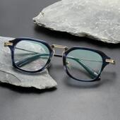 时尚 复古手工眼镜黑色大框纯钛眼镜架可配近视变色太阳防蓝光镜片