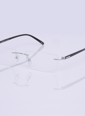 天然牛角无框眼镜架可改镜片形状大小纯钛近视眼镜框配防蓝光镜片