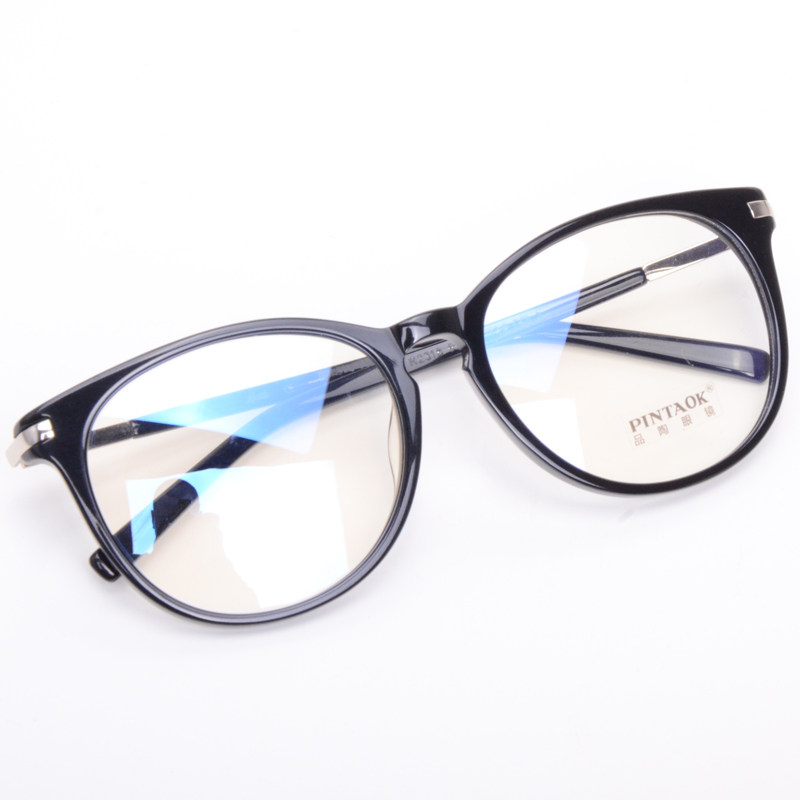 时尚大框复古板材圆框金属超轻眼镜框架近视防蓝光辐射变色眼镜片