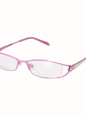 亮光紫色眼镜框镂空金属小框眼镜架女宽腿眼镜高贵优雅时尚撞色银