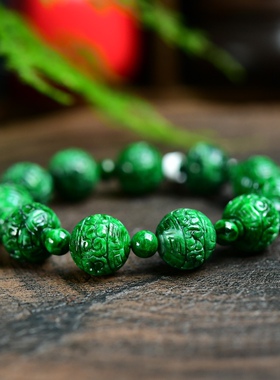 青花翡翠手链天然货阳复古玉石