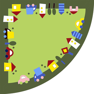 扇形地毯彩虹儿童阅读区地垫幼儿园图书角数字墙角地毯定制logou.