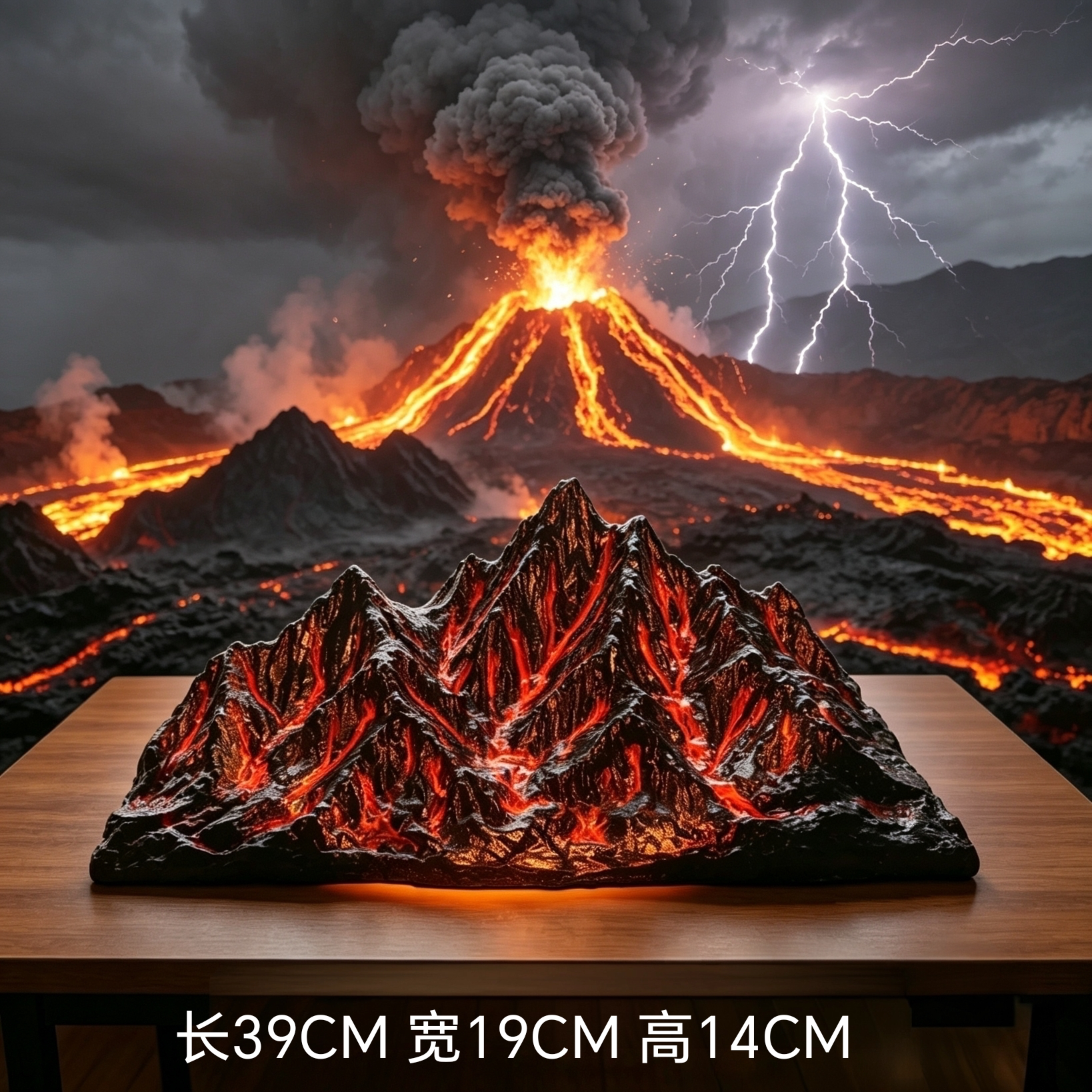 火山造景鱼缸假山摆件青龙石手工雕刻小米鱼缸造景火山喷发意境山