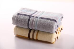 2条包邮天源家纺竹纤维毛巾条格柔软吸水正品家用商务用面巾120g