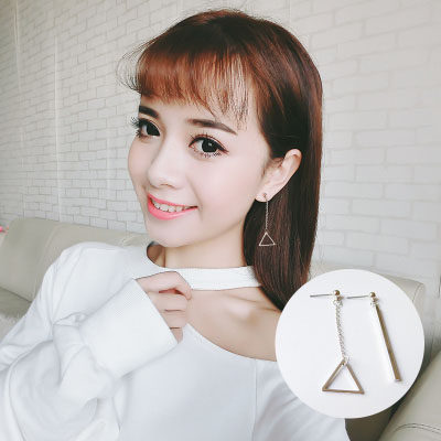 方形潮百搭气质个性简约流苏耳坠圆圈长款耳环欧美风网红耳钉