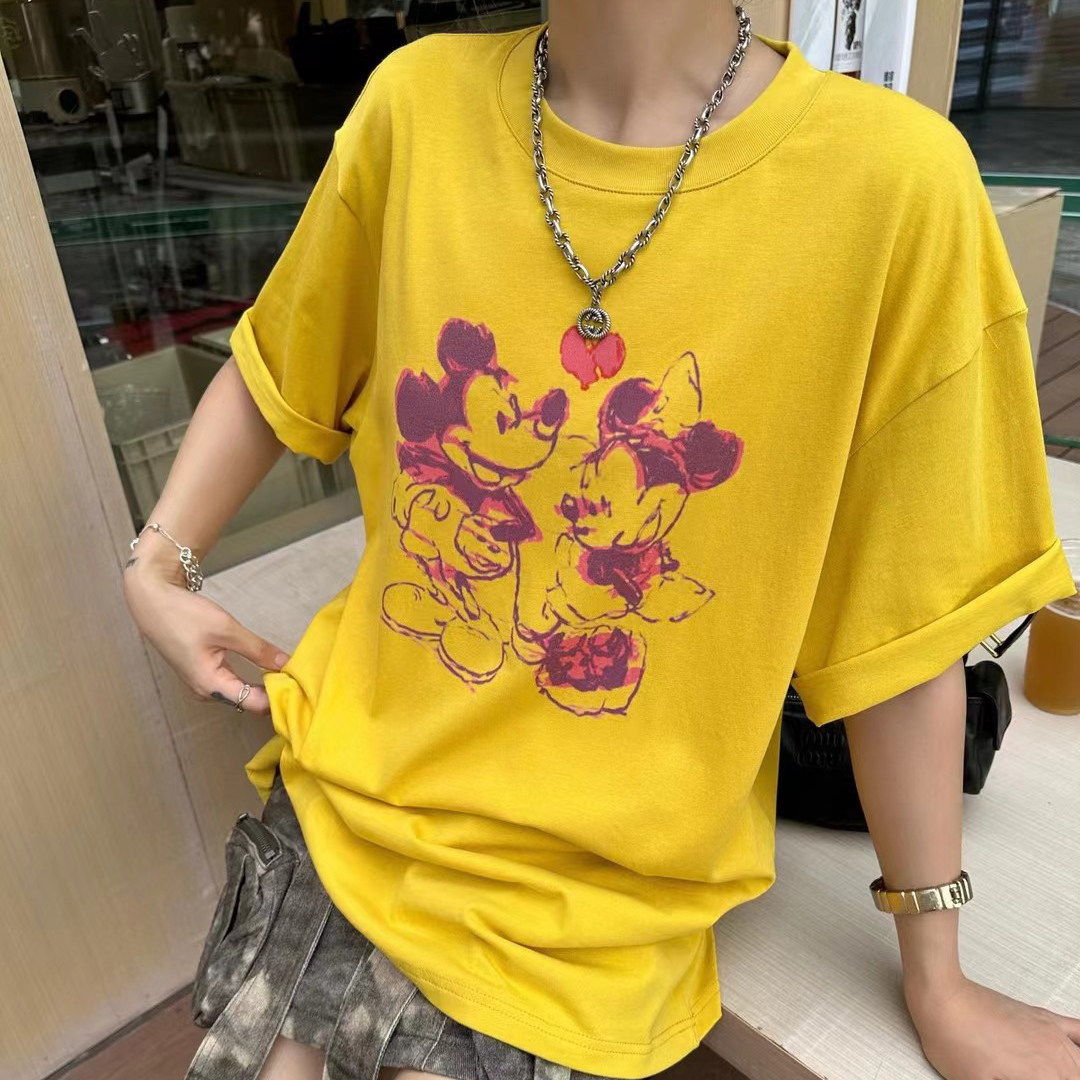 欧洲站女装新款卡通印花时髦短袖T恤宽松休闲百搭简约个性上衣潮