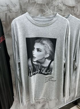 欧洲站女装新款时尚百搭圆领长袖T恤女宽松显瘦打底防晒衫上衣ins