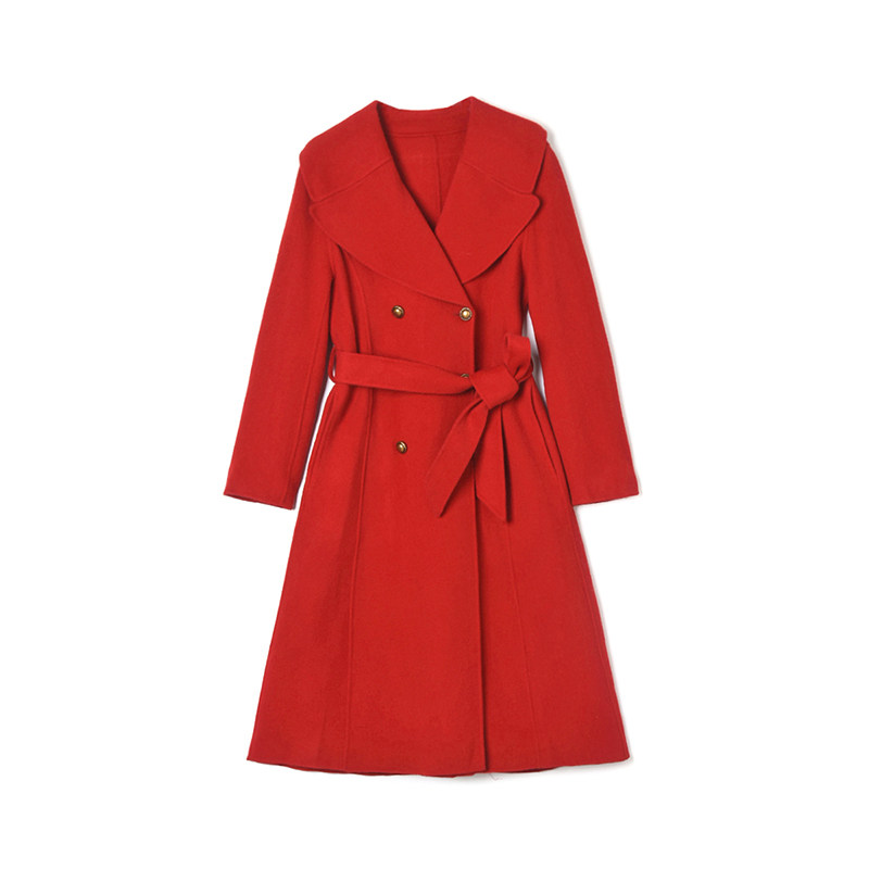 含绵羊毛双面尼毛呢外套大衣