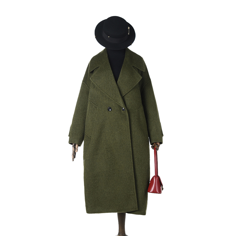 宽松双面尼毛呢外套大衣