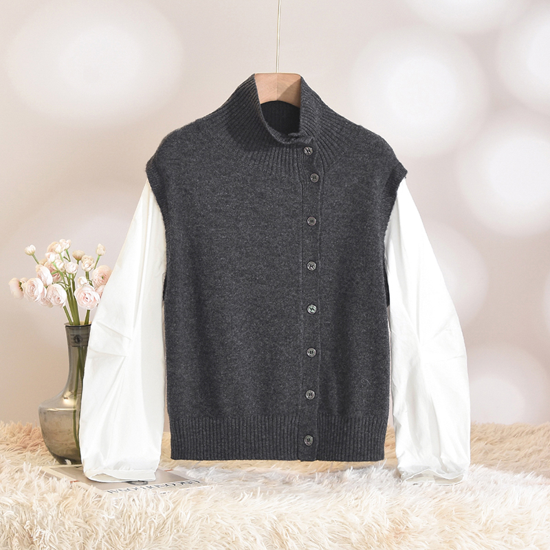 拼接100~羊毛套头毛衣