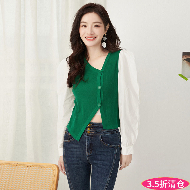 2025年春装Outlets专柜 高端MS系列温婉气质拼接单排扣长袖外套女