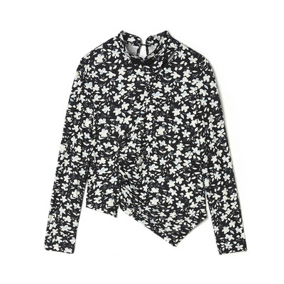 设计感上衣微弹碎花针织衫