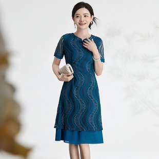 裙子新中式 2024年夏装 Outlets专柜 QP系列复古优雅短袖 旗袍 改良版