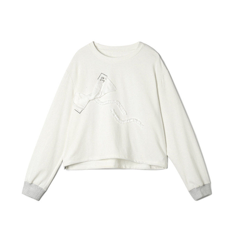 2026年春Outlets正品 高端UN系列青春时尚套头上衣微弹圆领卫衣女