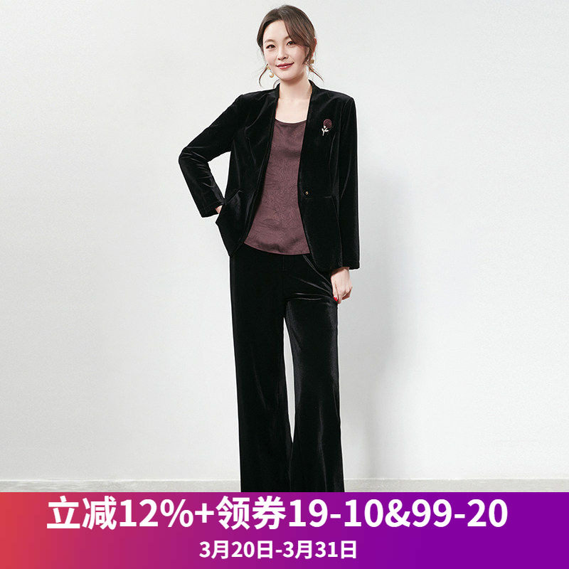 奥莱专柜品牌撤柜正品 KA春装新款 西装外套+背心+长裤三件套装女