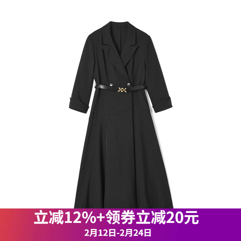 Outlets专柜撤柜正品 HQ春装2026新款职业女性中长裙高级感连衣裙