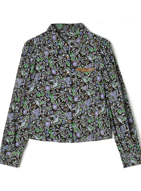 曼天雨专柜撤柜正品 EU秋装2025新款 复古怀旧花色上衣长袖衬衫女