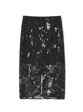 奥莱专柜品牌撤柜正品 LY春装2026新款 亮片提花包臀中长裙半身裙