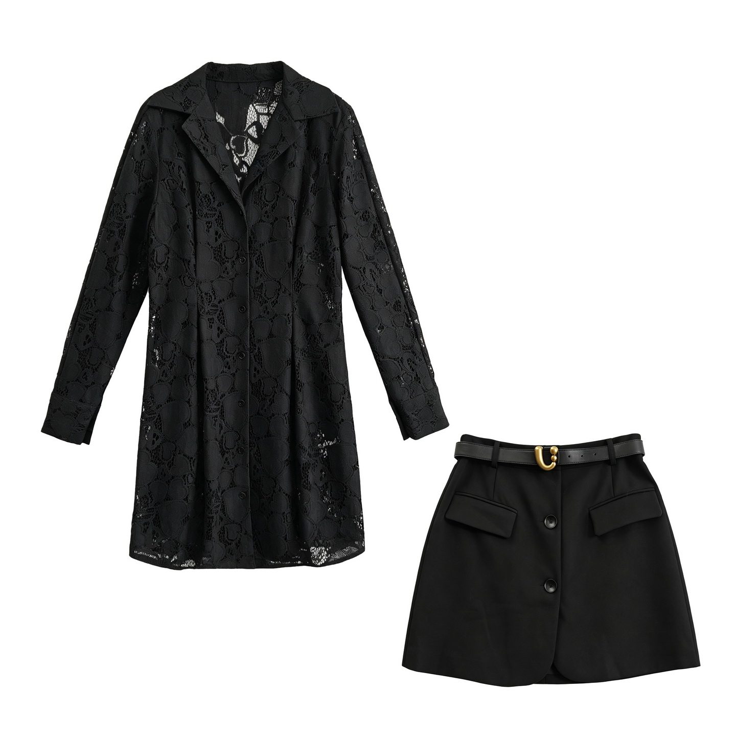 上衣+包臀半身裙两件套装