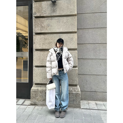 OPS LA MODE 12.14 20:00 clean fit温暖过冬水泥灰90白鹅绒服