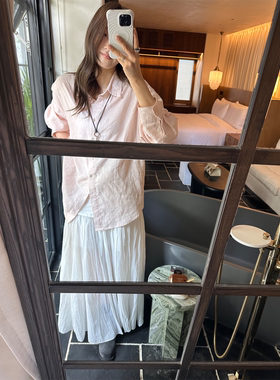 OPS LA MODE【移步详情原链接拍下】亚麻衬衫加色 粉色