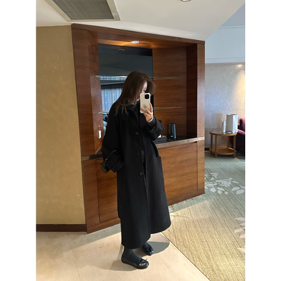 OPS LA MODE  12.14 20:00 全年计划ROW极简立绒黑色全羊毛厚大衣