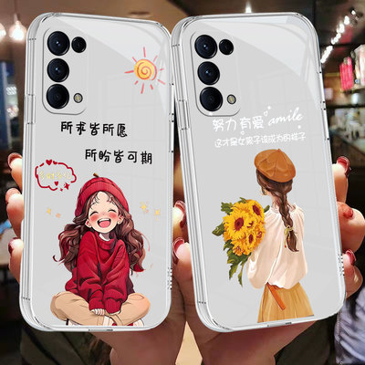 适用于oppoFindx3lite手机壳情侣简约ins风tpu硅胶卡通透明壳时尚