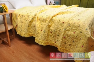 韩国外贸床盖超柔砂洗棉夏天薄被印花绗缝菲边双人夏凉被空调被
