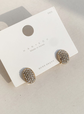 欧美外贸新潮耳饰 S925银针精致闪钻百搭经典小C小巧气质耳钉