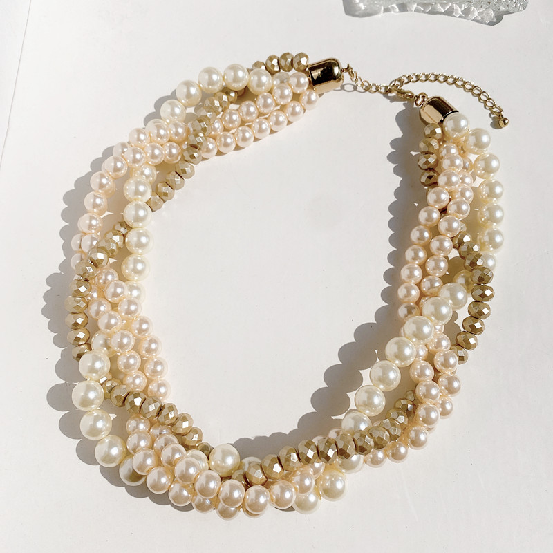 法式复古珍珠多层项链时尚个性气质颈链锁骨链设计感麻花缠绕项饰