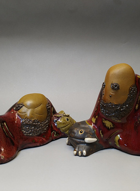 纯手工人物书房陶瓷摆件伏虎