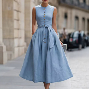 Elegant minimalist women's sleeveless dress 女式无袖连衣裙
