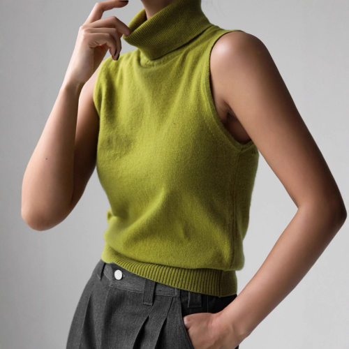 High neck vest, knitted sweater, minimalist vest top 上衣女