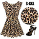 圆领豹纹连衣裙 size women print big leopard 性感 3xl dress