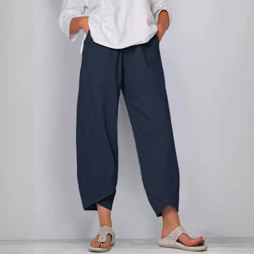 Wide leg pants loose casual elastic waistband, cropped pants