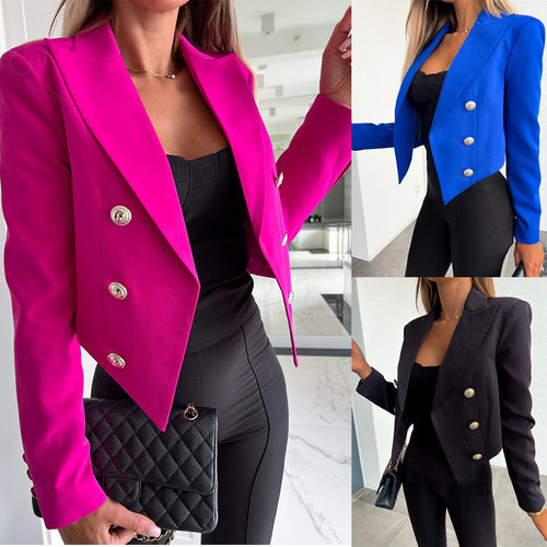 Women's fashion loose long sleeved short suit jacket top
